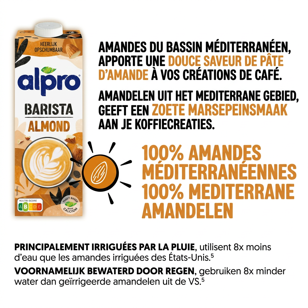 ALPRO Barista Amandeldrink Plantaardige Drank Professioneel Perfect voor Koffie Lactosevrij 8x1L