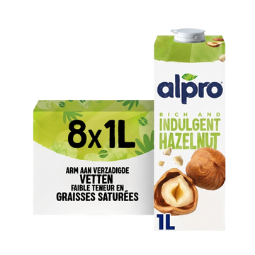 ALPRO Hazelnootdrink – Plantaardige drank op basis van hazelnoten – Bron van calcium en vitaminen – 8 x 1L