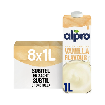 ALPRO Soja Vanille – Plantaardige drank op basis van soja met vanillesmaak – 100% plantaardig – Bron van calcium en vitaminen – Lactosevrij – 8 × 1 L